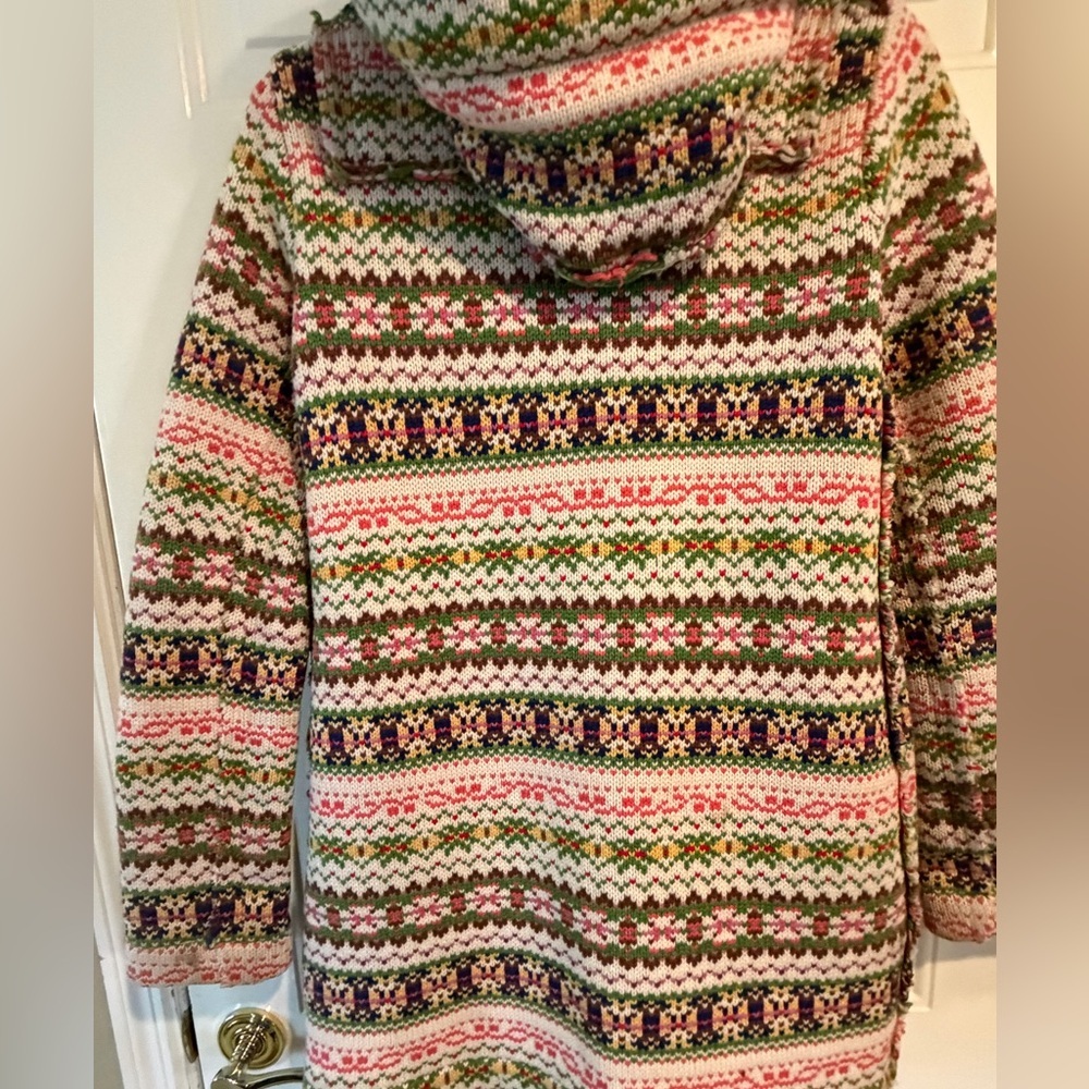 Anthropologie Vintage Sparrow 100% Lambs Wool Fair Isle Coat Women’s Small - Picture 10 of 13